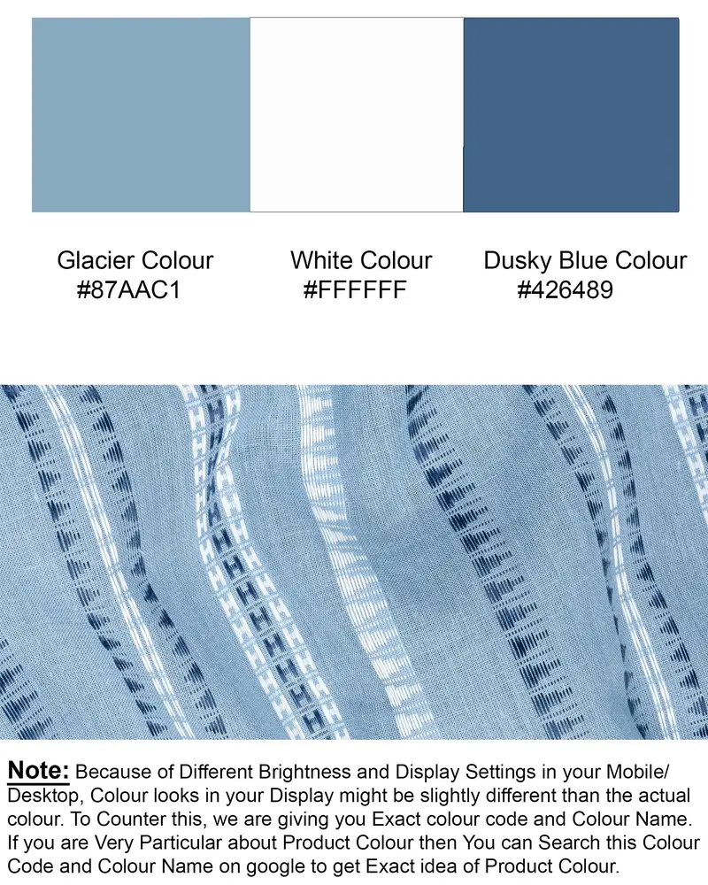Glacier Blue Dobby Textured Premium Giza Cotton Kurta Set 8