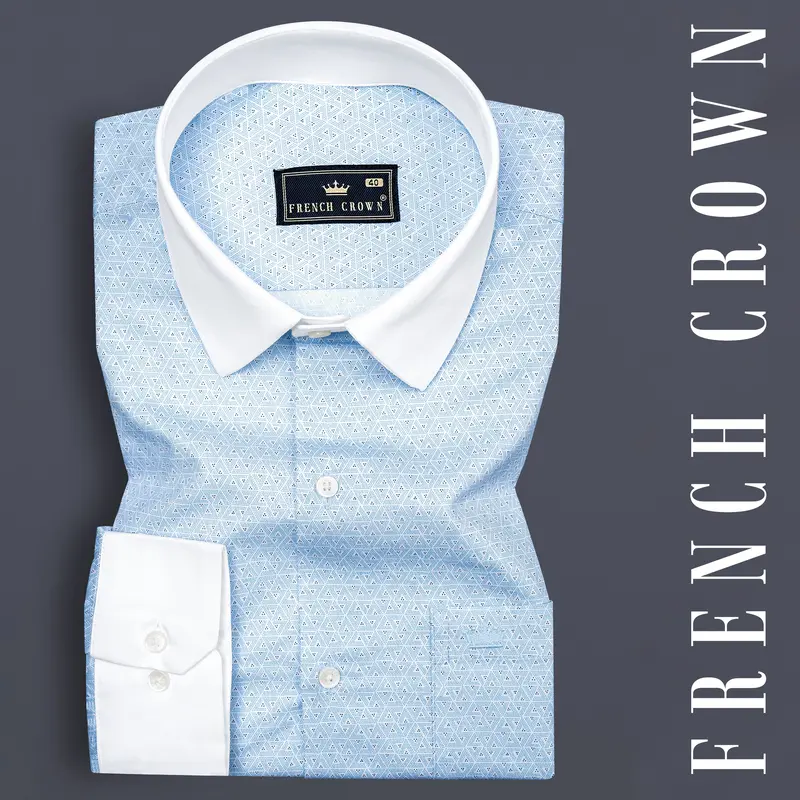 Glacier Blue Printed Super Soft Premium Cotton Shirt 1