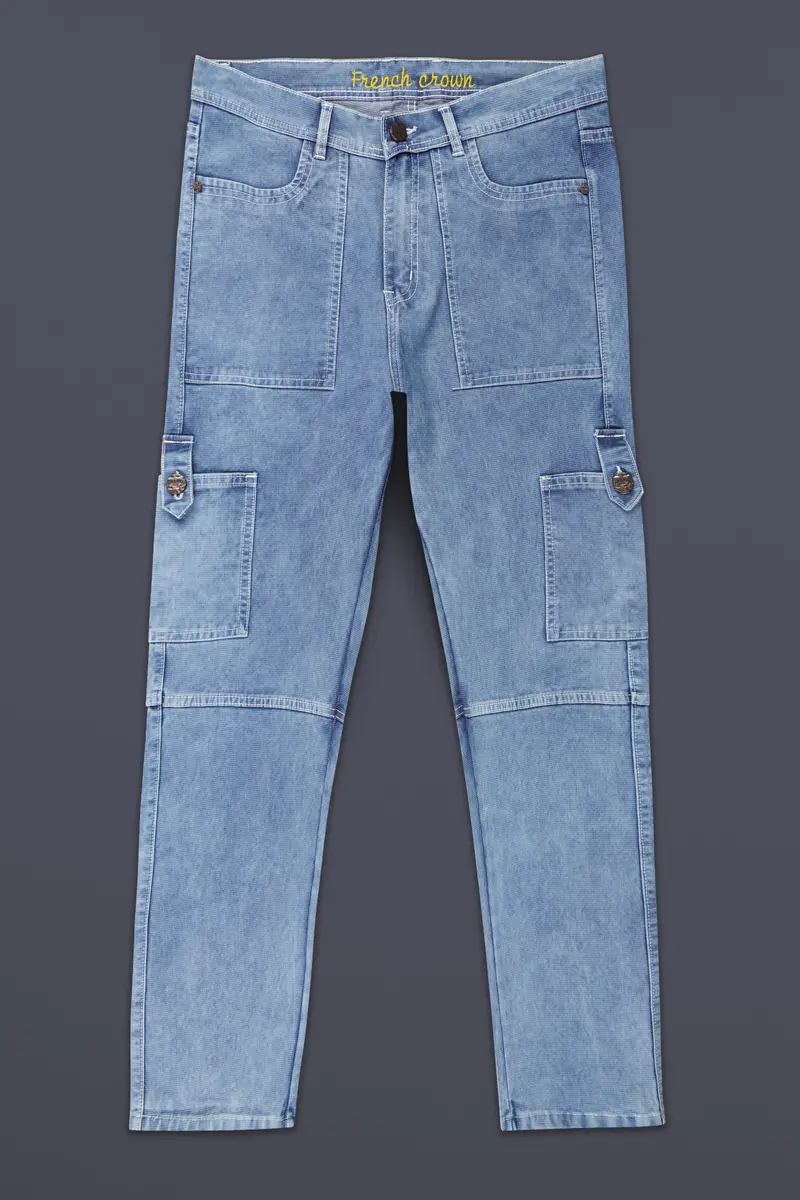 Glacier Blue Rinse Washed Cargo Denim 2