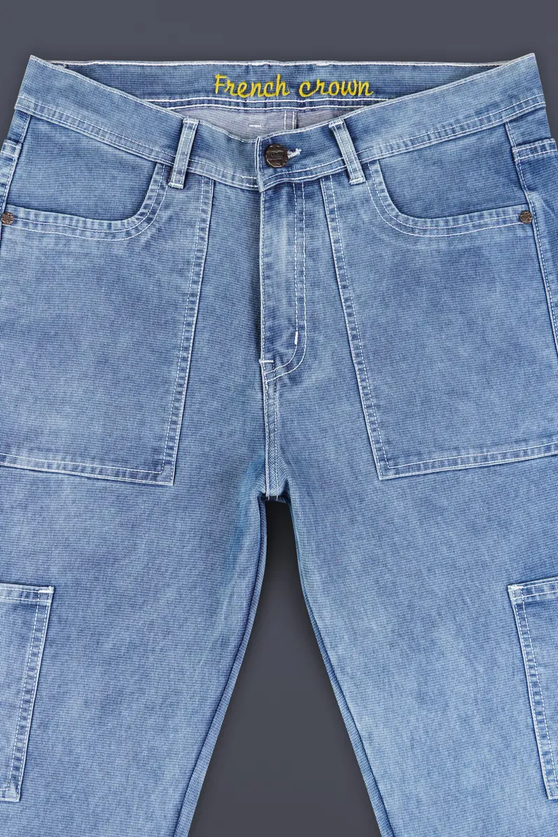 Glacier Blue Rinse Washed Cargo Denim 4