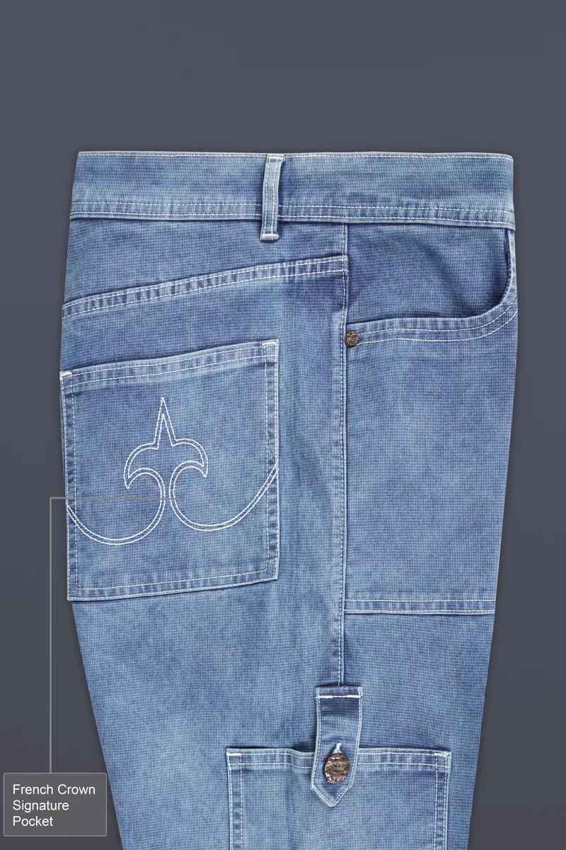 Glacier Blue Rinse Washed Cargo Denim 7