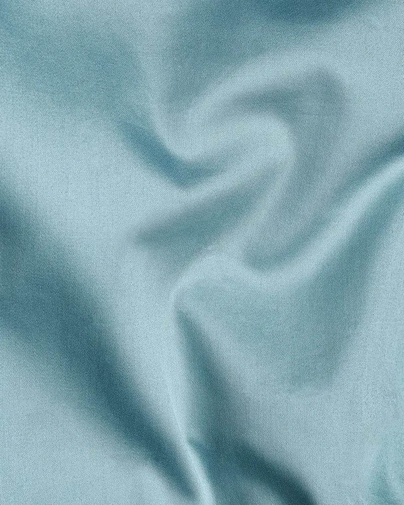 Glacier Blue Subtle Sheen Snake Pleated Super Soft Premium Cotton Tuxedo Shirt 3