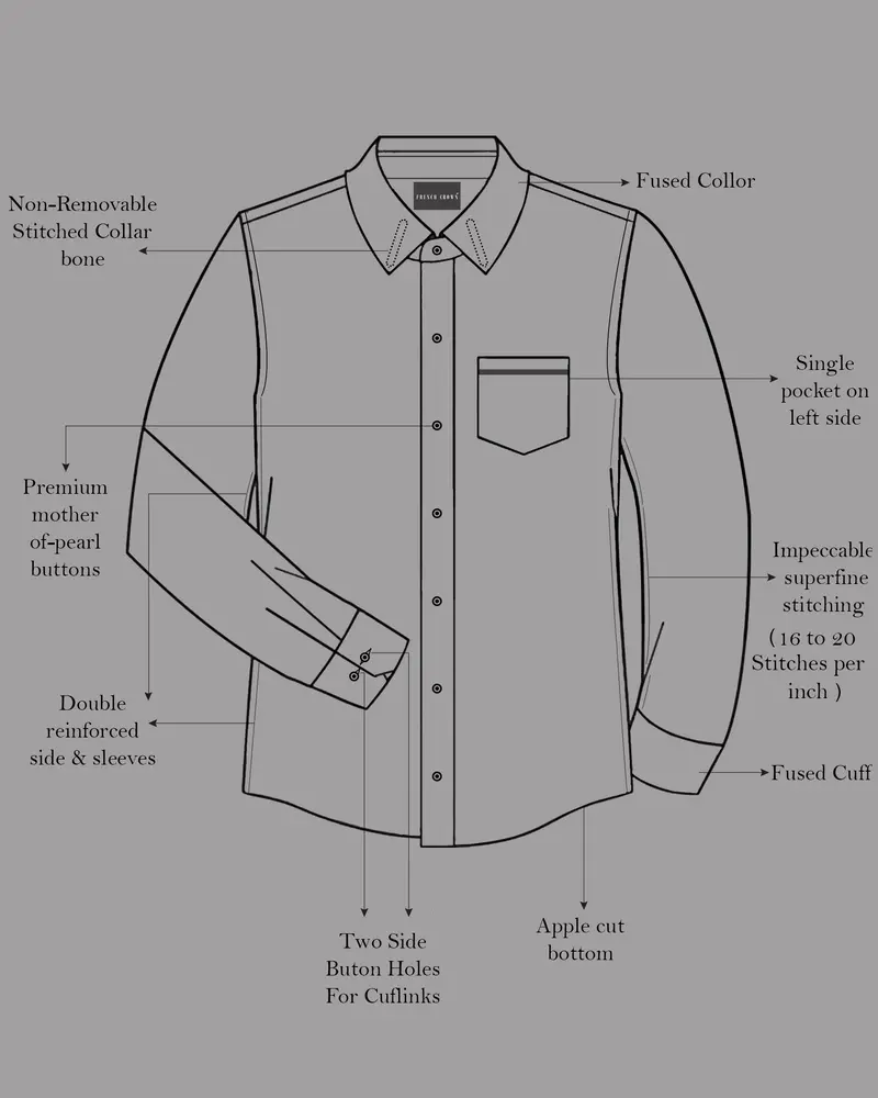 Glacier Blue Subtle Sheen Snake Pleated Super Soft Premium Cotton Tuxedo Shirt 9