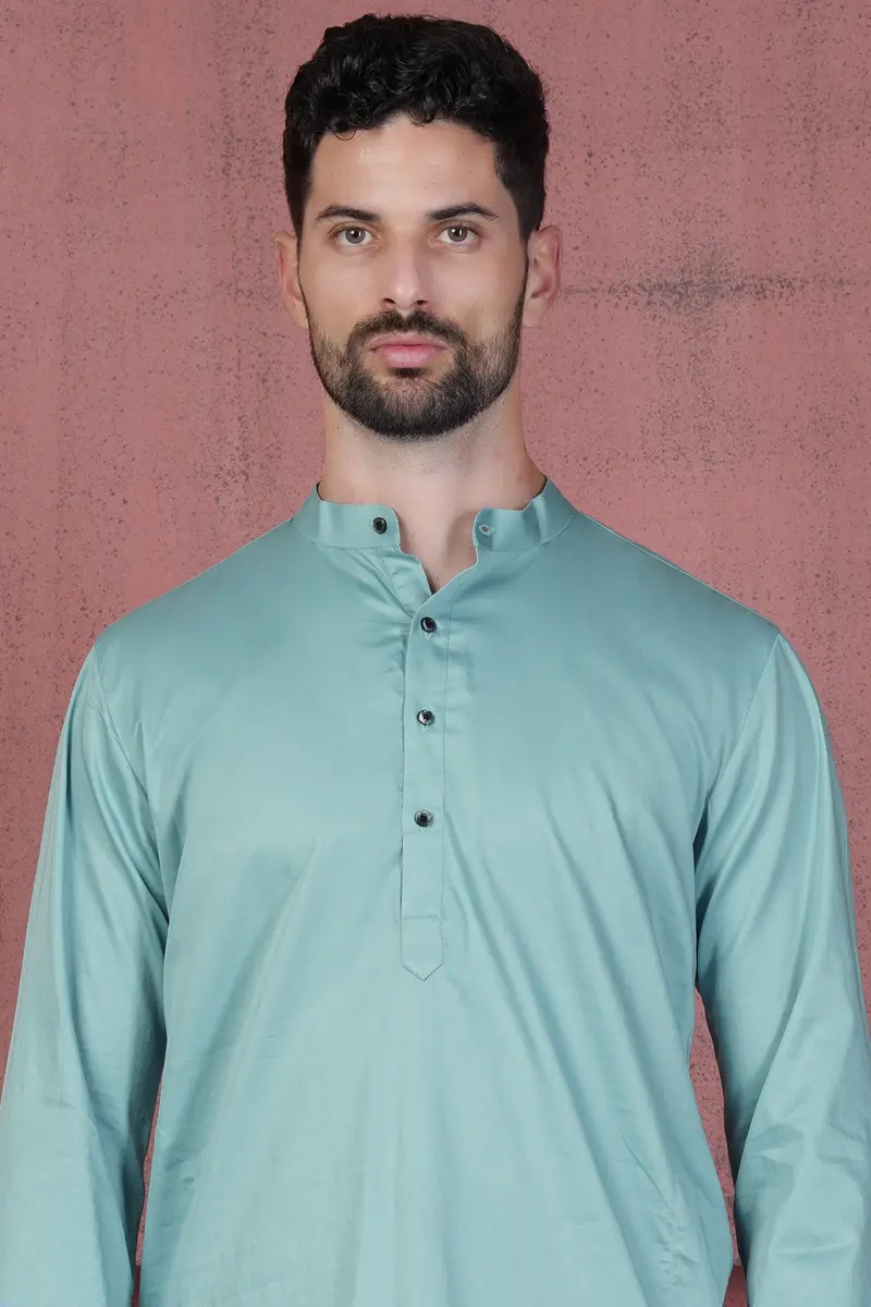Glacier Blue Subtle Sheen Super Soft Premium Cotton Kurta 4