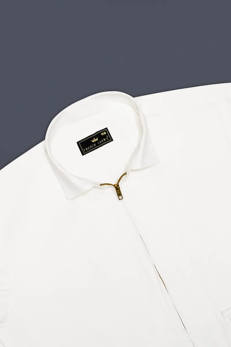 Glacier-Bright White Solid Heavyweight Twill Designer Jacket 4