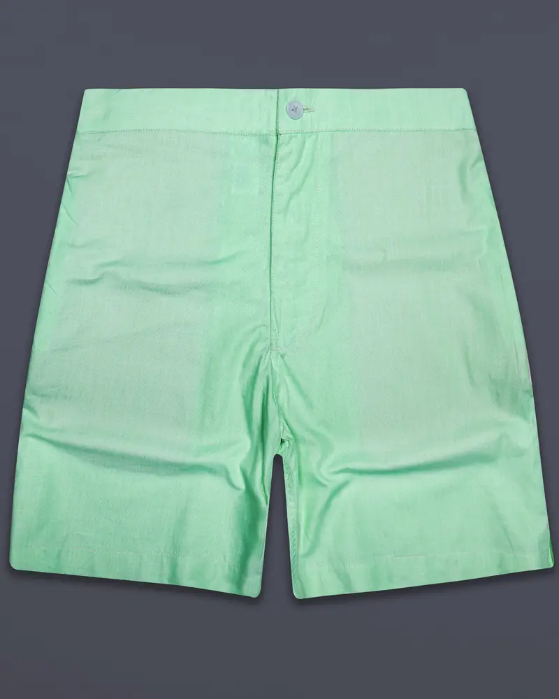 Glacier-Chinook Green Solid Chambray Premium Cotton Shorts 1