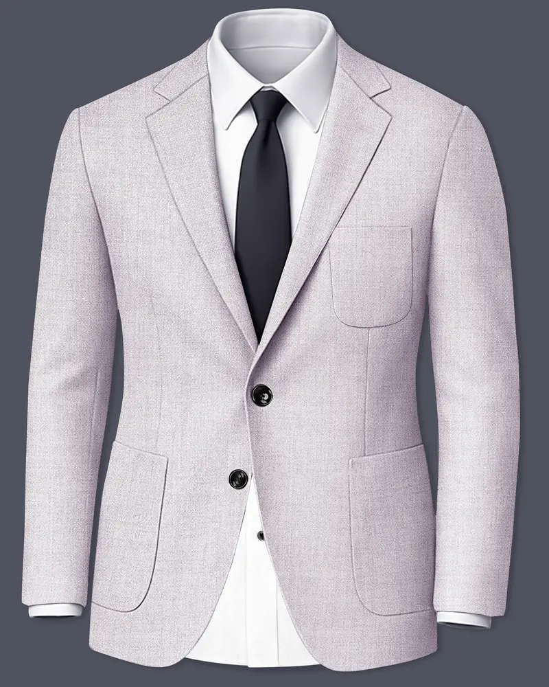 Glacier-Lilac Gray Textured Tweed Single Breasted Sports Blazer 1