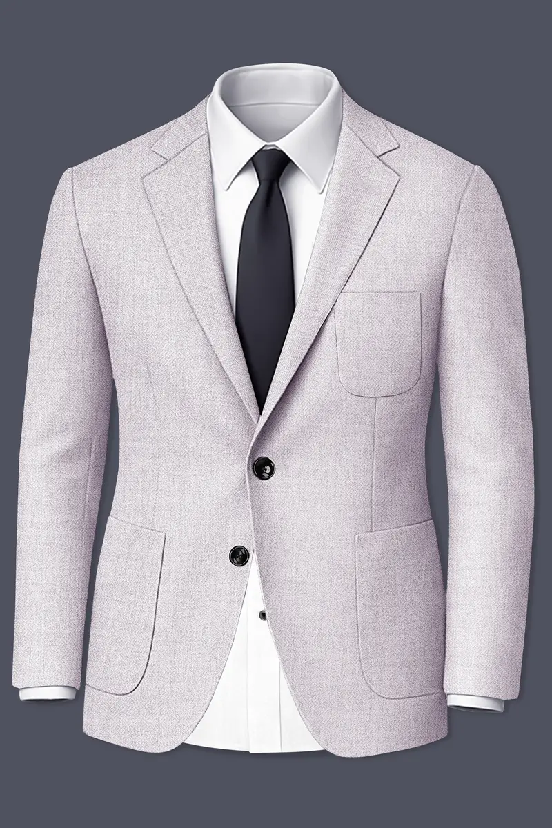 Glacier-Lilac Gray Textured Tweed Single Breasted Sports Blazer 2