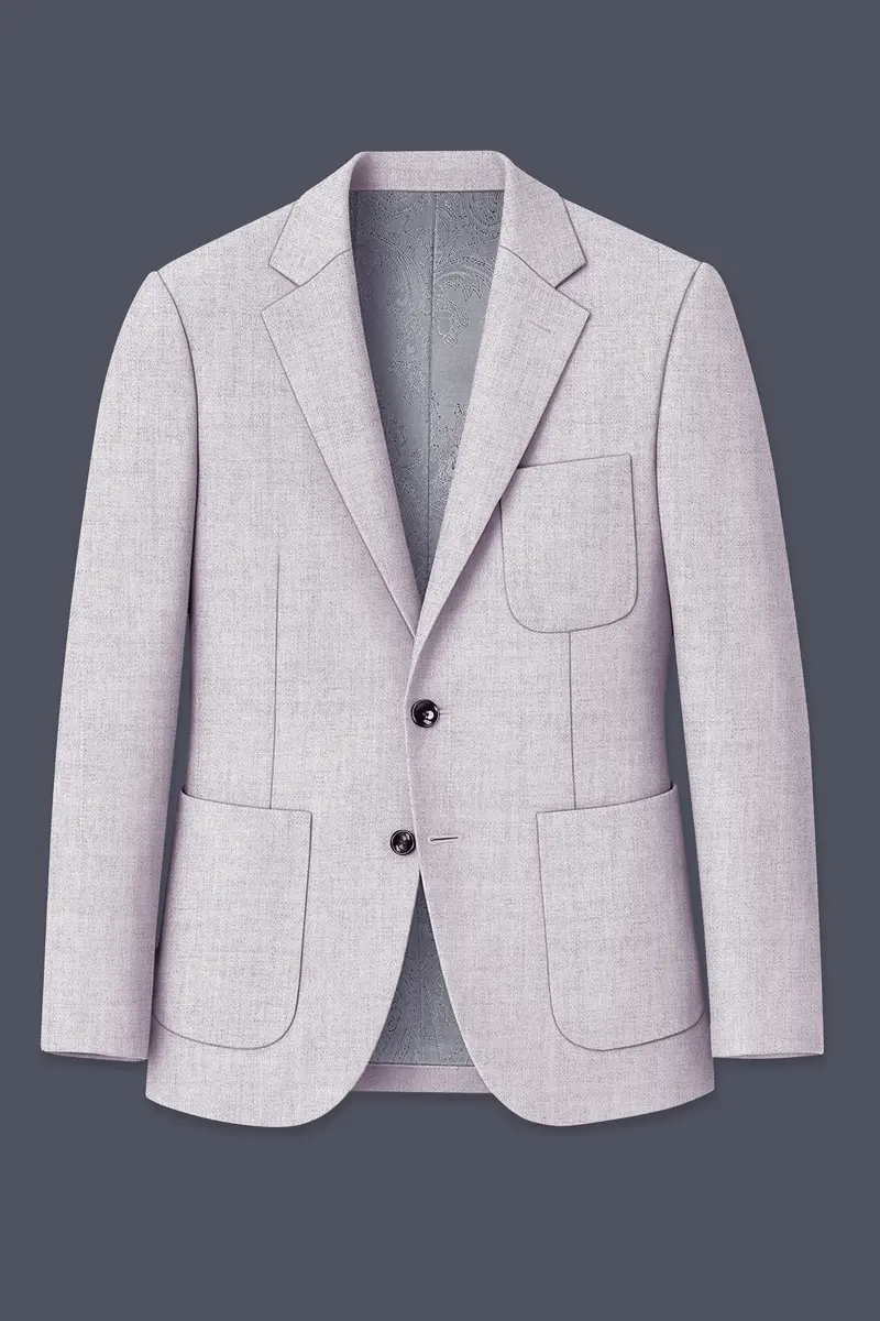 Glacier-Lilac Gray Textured Tweed Single Breasted Sports Blazer 7