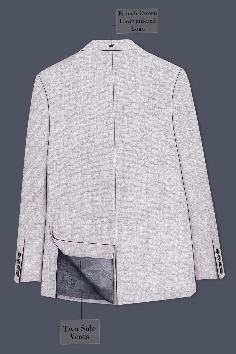 Glacier-Lilac Gray Textured Tweed Single Breasted Sports Blazer 8