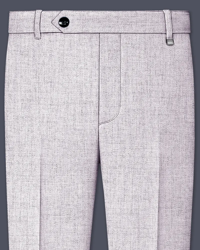 Glacier-Lilac Gray Textured Tweed Stretchable Waistband Pant 1
