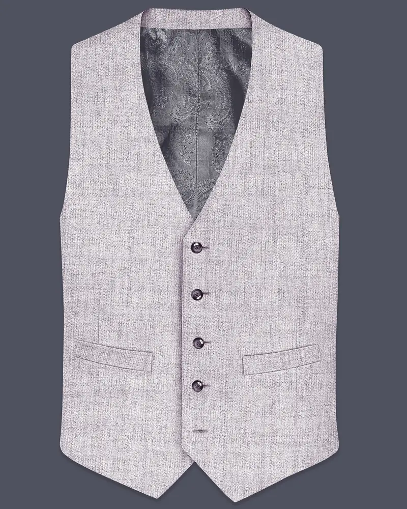 Glacier-Lilac Gray Textured Tweed Waistcoat 1