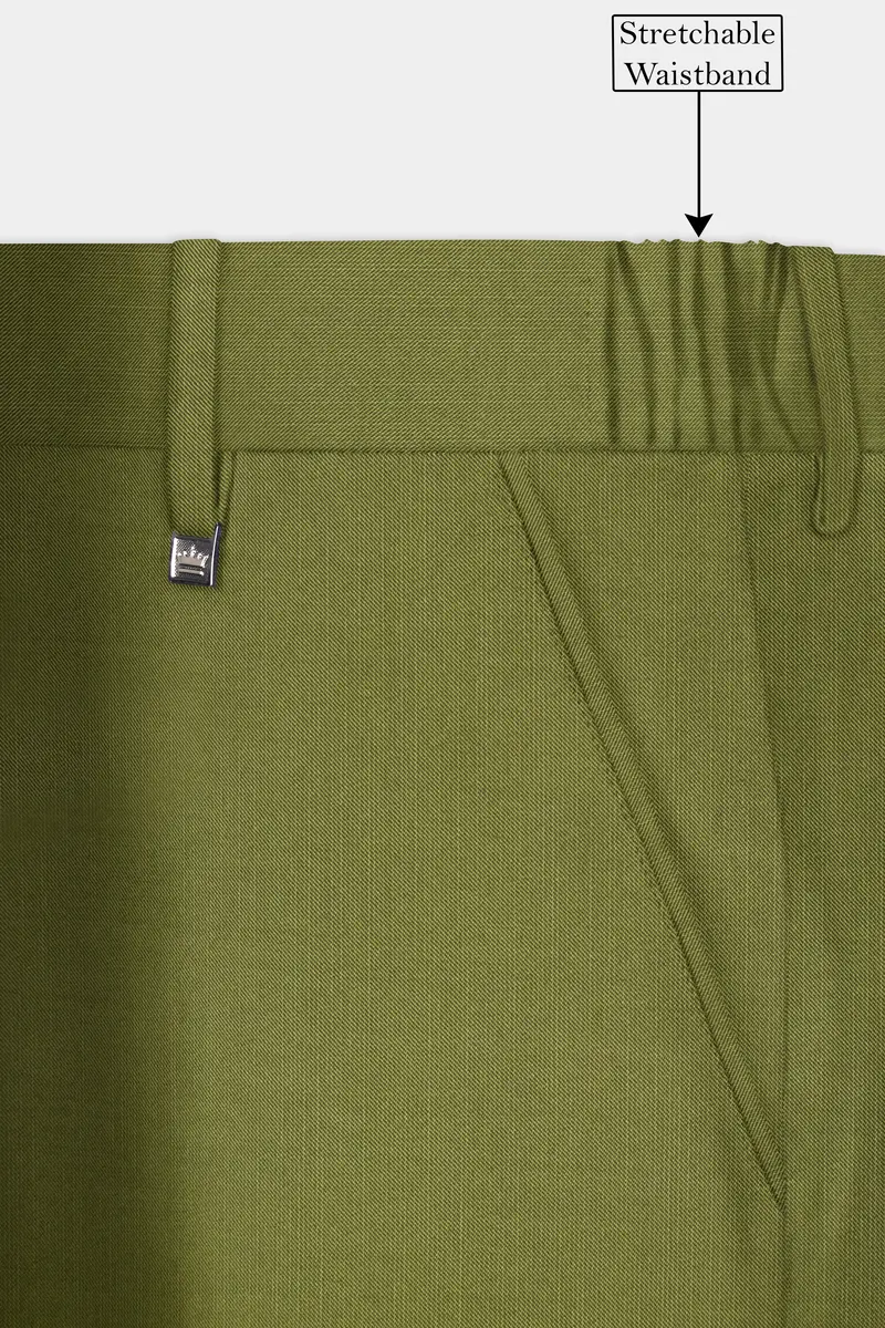 Glade-Muddy Green Solid Wool Rich Double Breasted Slight Stretch Suit 14