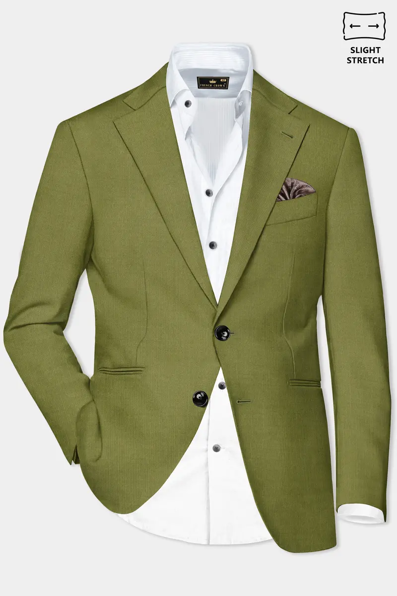 Glade-Muddy Green Solid Wool Rich Single Breasted Slight Stretch Suit 10