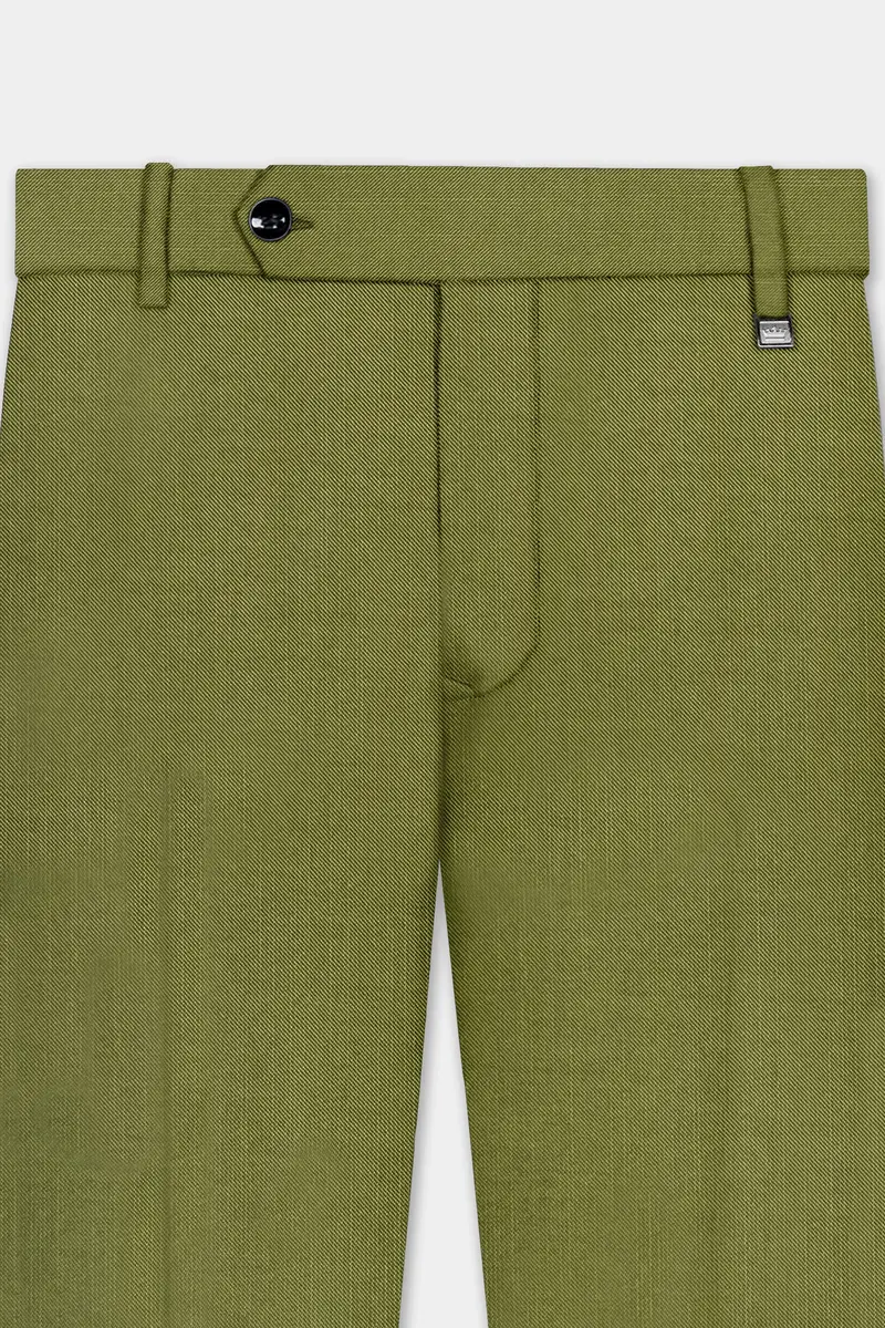 Glade-Muddy Green Solid Wool Rich Single Breasted Slight Stretch Suit 12