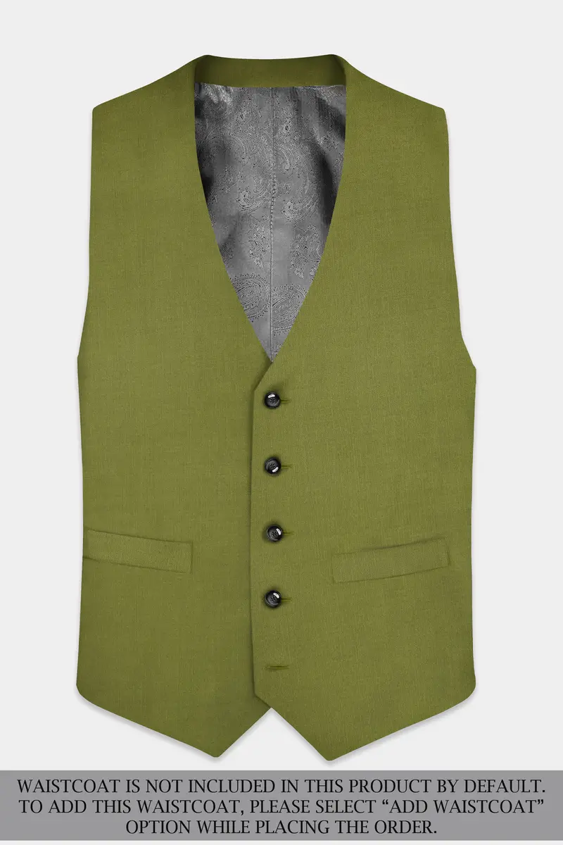 Glade-Muddy Green Solid Wool Rich Single Breasted Slight Stretch Suit 16