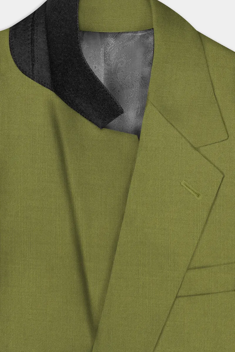 Glade-Muddy Green Solid Wool Rich Single Breasted Slight Stretch Suit 5