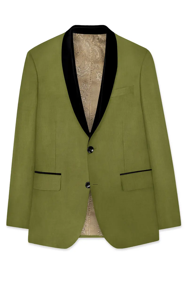 Glade-Muddy Green Wool Rich Tuxedo Slight Stretch Blazer 7