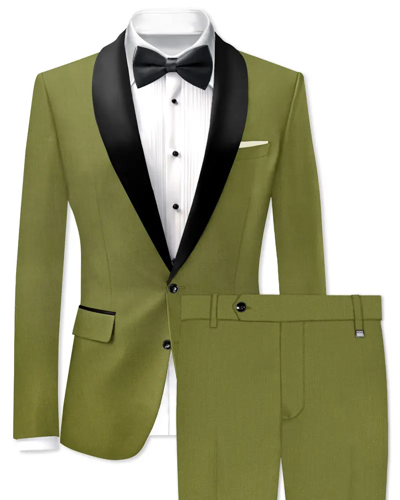 Glade-Muddy Green Wool Rich Tuxedo Slight Stretch Suit 1