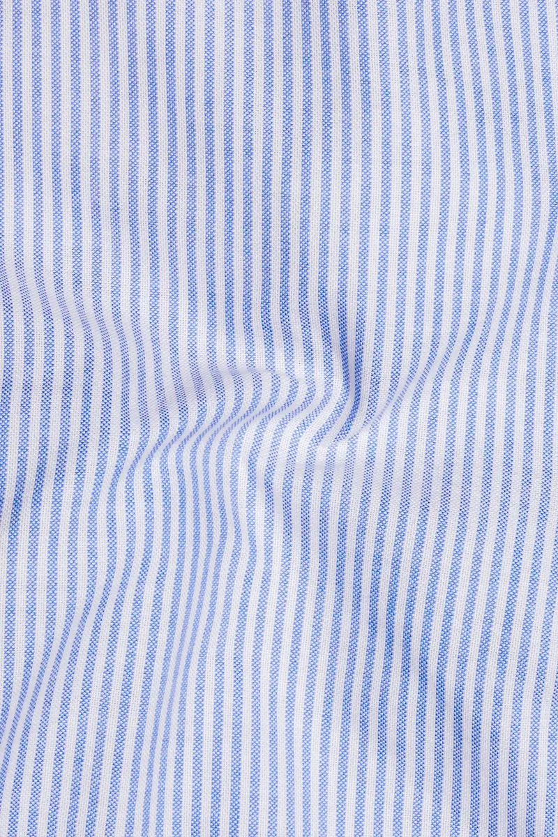Glaucous Blue And Bright White Striped Oxford Premium Cotton Boxer 3