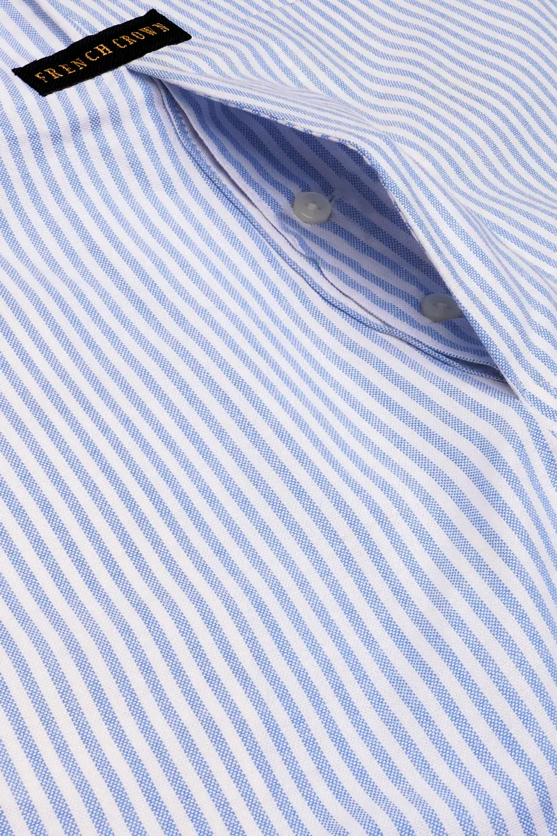 Glaucous Blue And Bright White Striped Oxford Premium Cotton Boxer 4