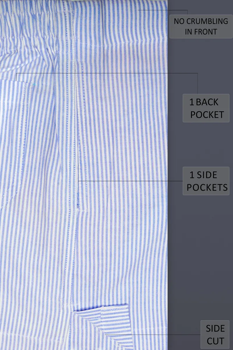 Glaucous Blue And Bright White Striped Oxford Premium Cotton Boxer 5