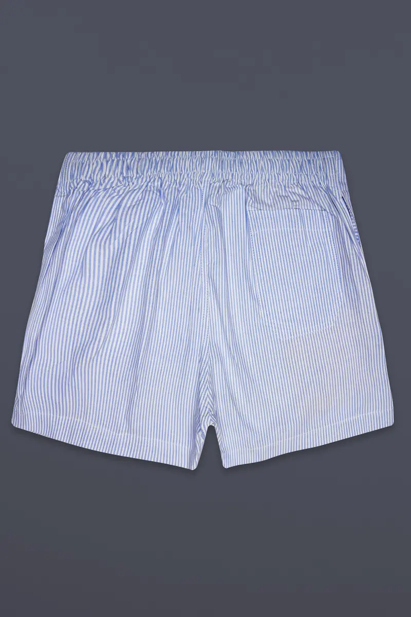Glaucous Blue And Bright White Striped Oxford Premium Cotton Boxer 6