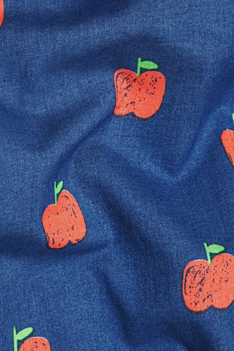 Glaucous Blue Apple Printed Premium Cotton Shirt 2