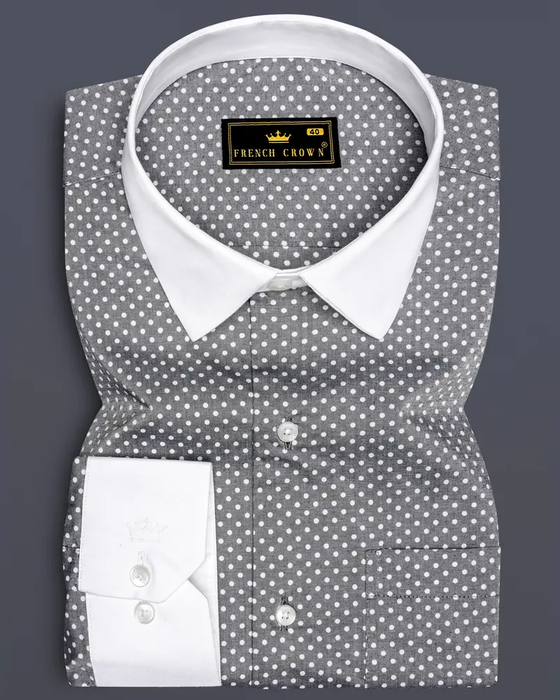Glintar-Venus Gray Printed Chambray Premium Cotton Dress Shirt 1