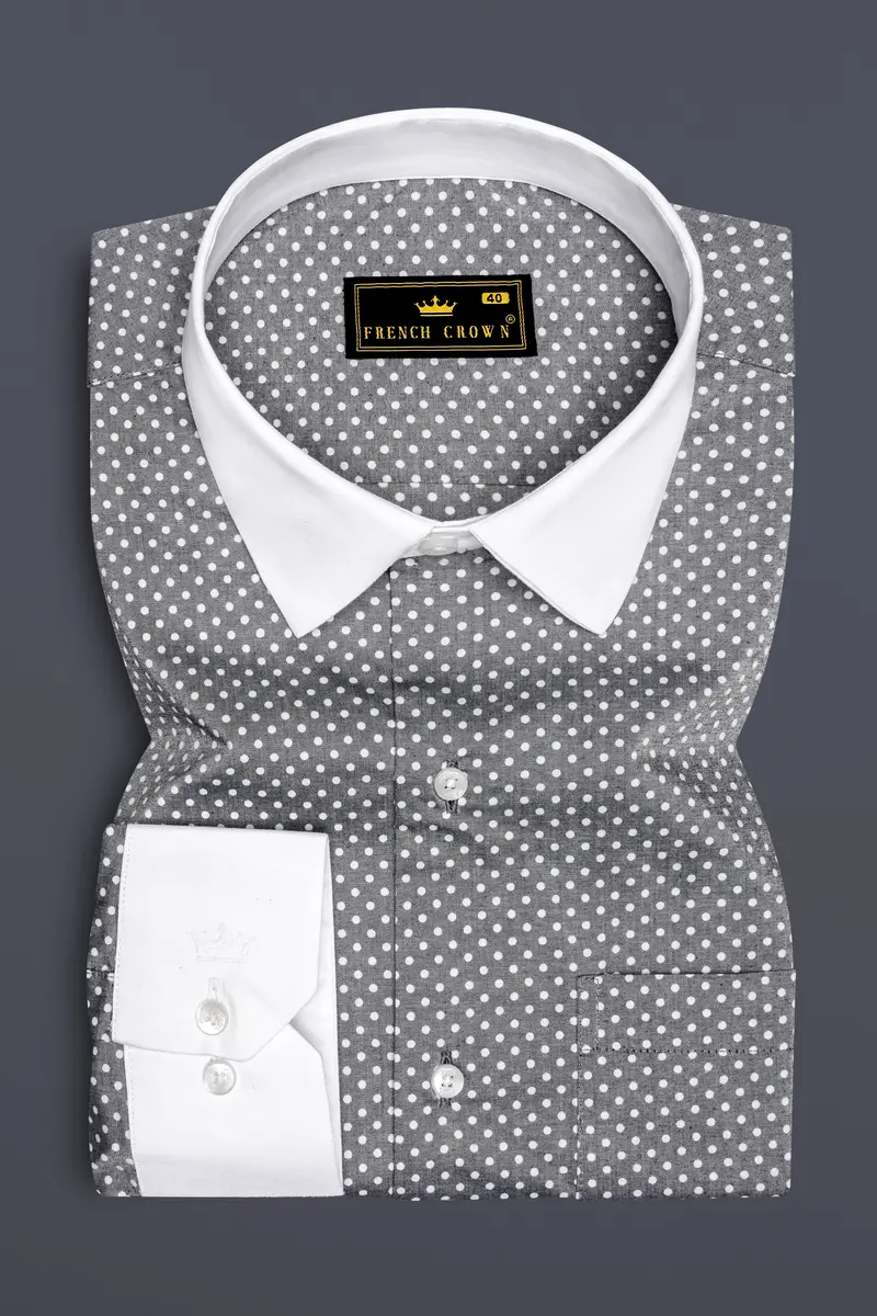 Glintar-Venus Gray Printed Chambray Premium Cotton Dress Shirt 2