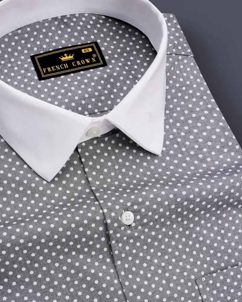 Glintar-Venus Gray Printed Chambray Premium Cotton Dress Shirt 4