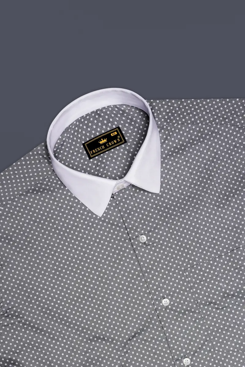 Glintar-Venus Gray Printed Chambray Premium Cotton Dress Shirt 5