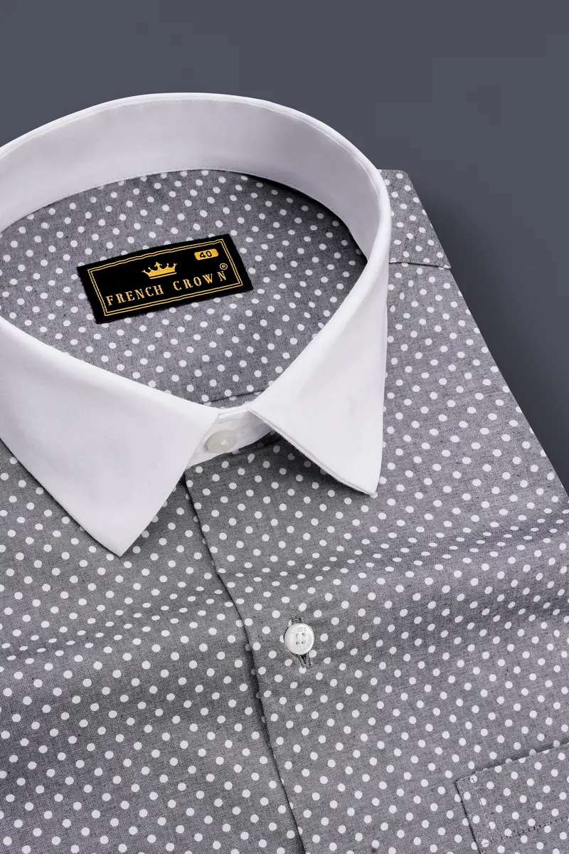 Glintar-Venus Gray Printed Chambray Premium Cotton Dress Shirt 6