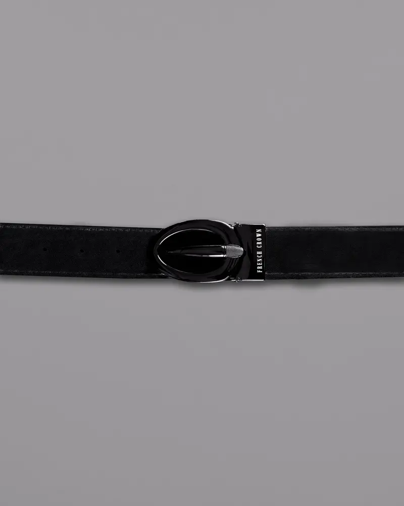 Glossy Grey Oval Buckled Reversible Jade Black And Tan Vegan Leather Handcrafted Belt 3