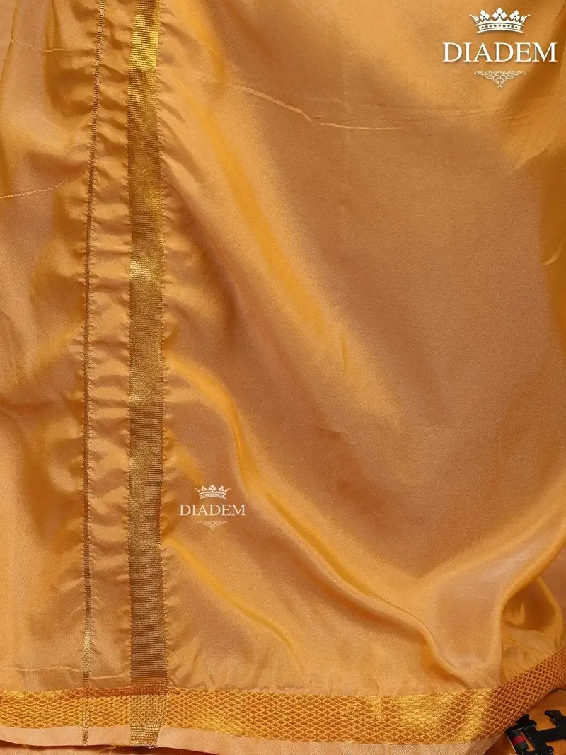 Gold Orange Raw Silk Dhoti With Matching Half Sleeve Shirt 5