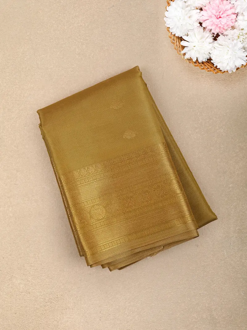 Gold Paisley Butta Zari Woven Design Tissue Designer Saree With Zari Border 1