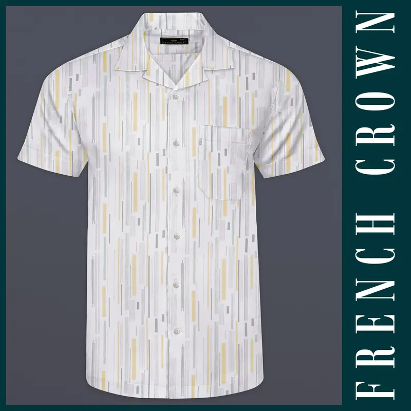 Golden Glow-Bright White And Harvest Yellow Printed Super Soft Premium Cotton Shirt 1