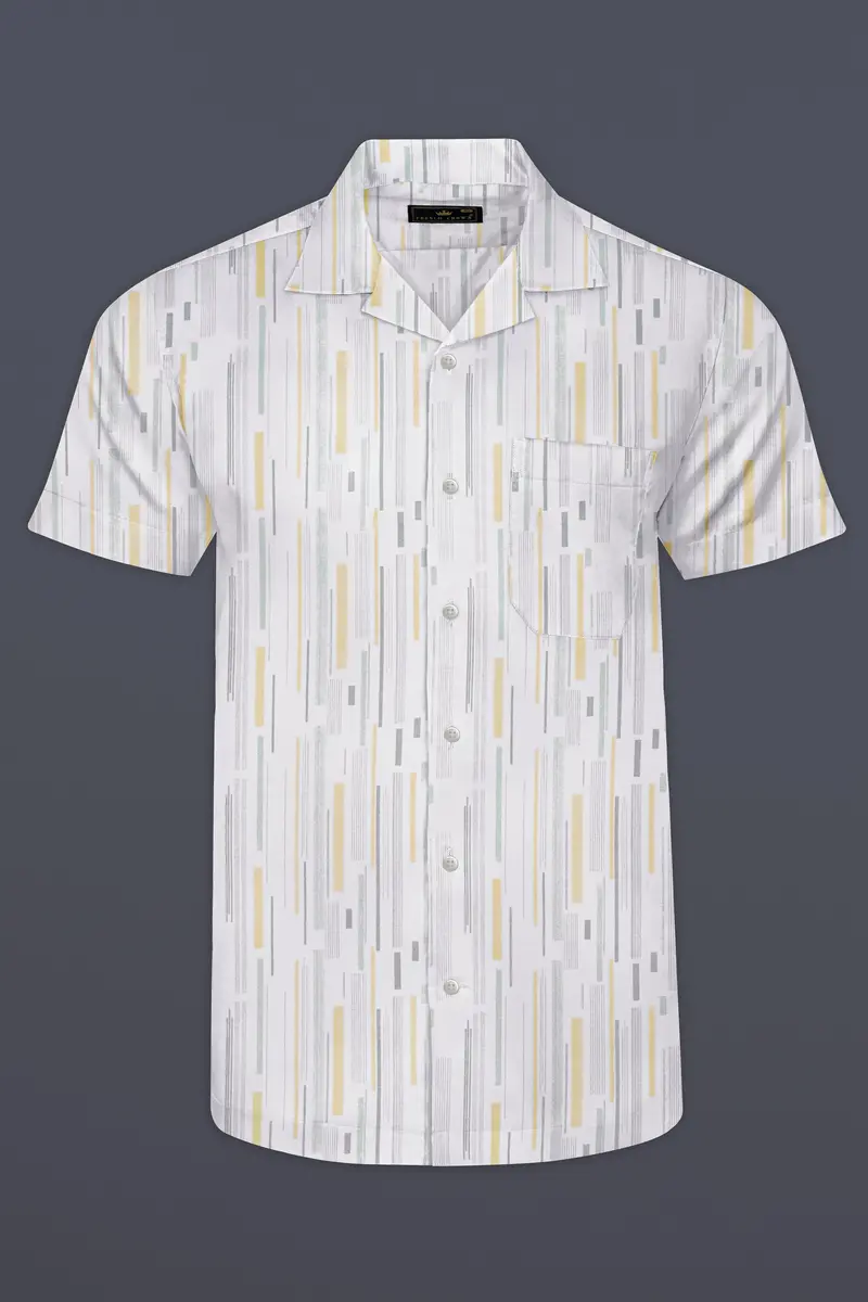 Golden Glow-Bright White And Harvest Yellow Printed Super Soft Premium Cotton Shirt 2