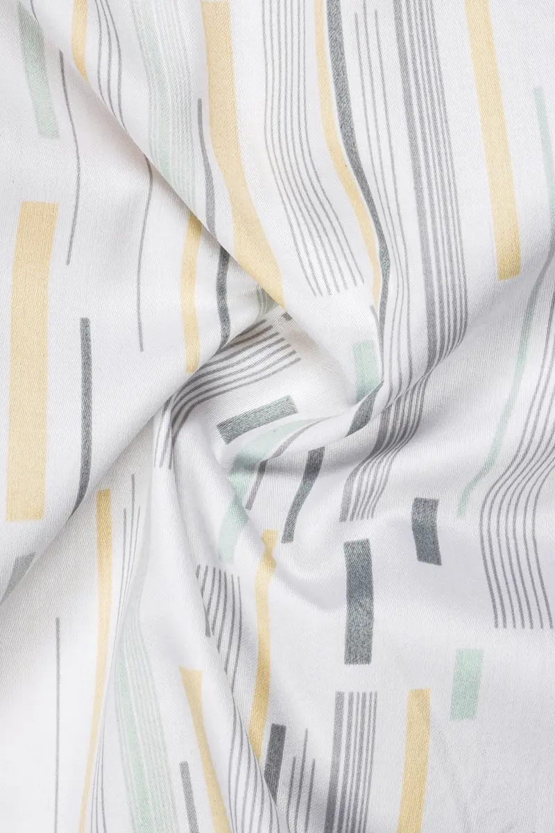 Golden Glow-Bright White And Harvest Yellow Printed Super Soft Premium Cotton Shirt 3