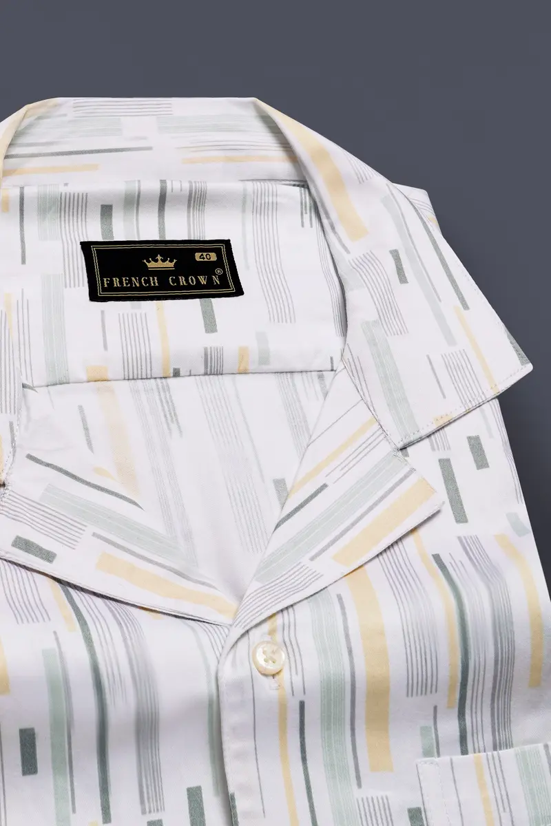 Golden Glow-Bright White And Harvest Yellow Printed Super Soft Premium Cotton Shirt 4