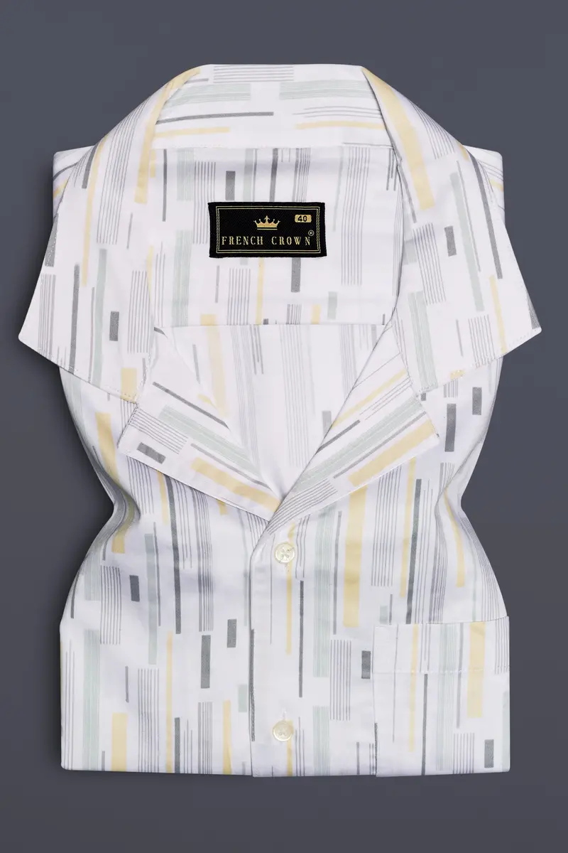 Golden Glow-Bright White And Harvest Yellow Printed Super Soft Premium Cotton Shirt 5