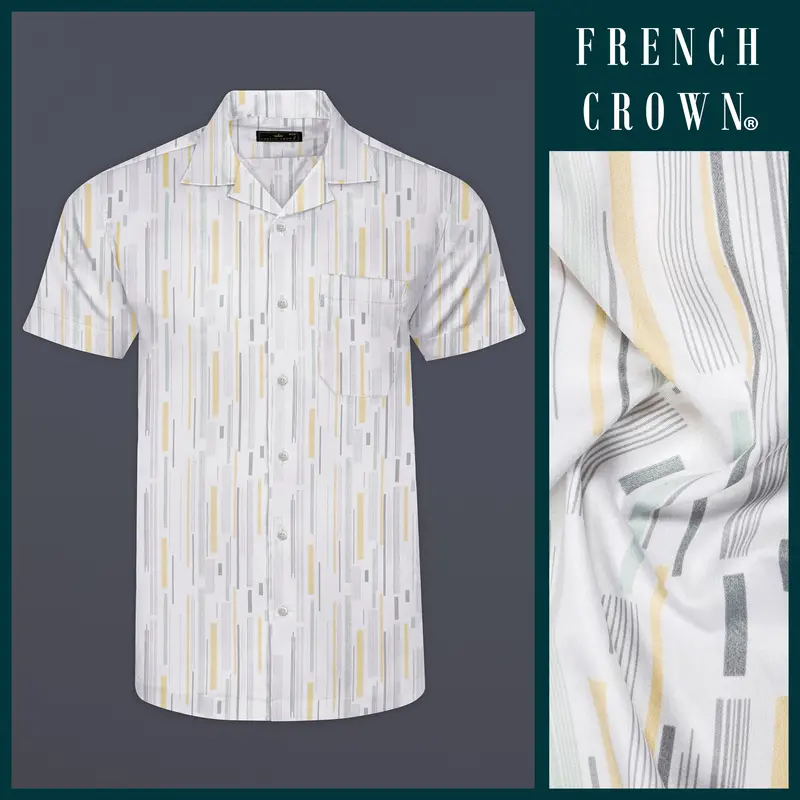 Golden Glow-Bright White And Harvest Yellow Printed Super Soft Premium Cotton Shirt 9