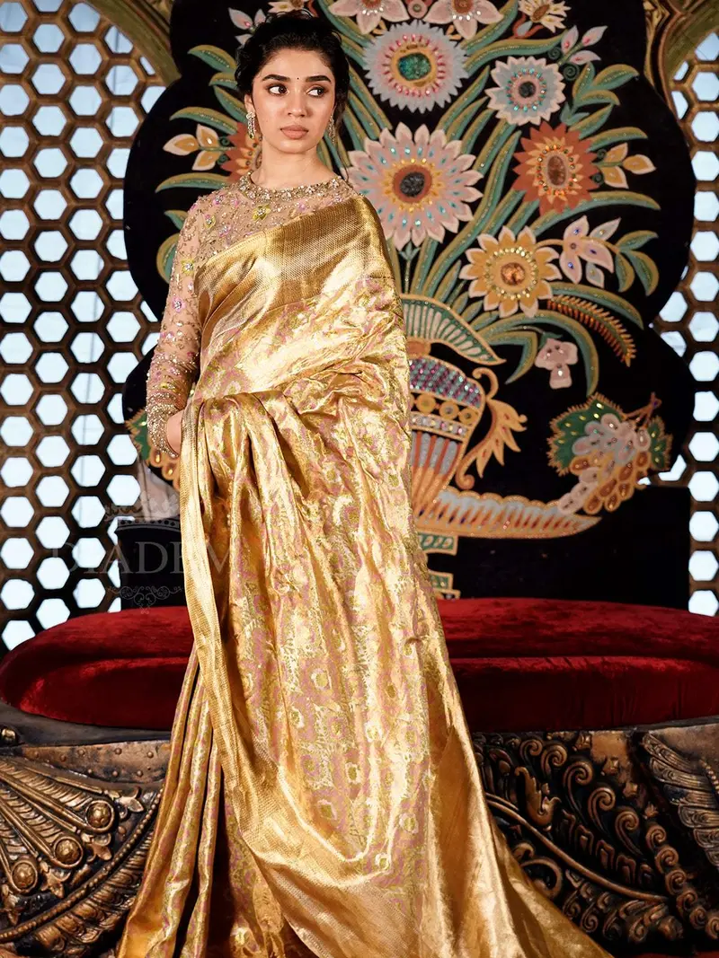 Golden Pure Kanchipuram Tissue Silk Saree 2