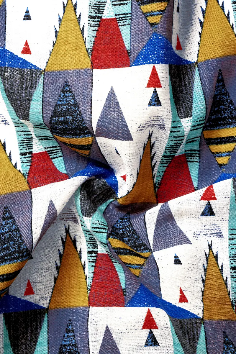 Goldenvale-Bright White With Marigold Brown And Yale Blue Printed Lightweight Premium Cotton Multicolor Casual Shirt 3