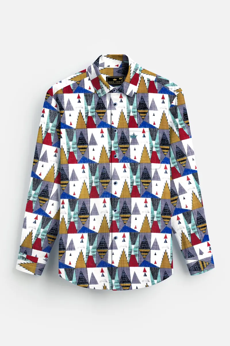Goldenvale-Bright White With Marigold Brown And Yale Blue Printed Lightweight Premium Cotton Multicolor Casual Shirt 6