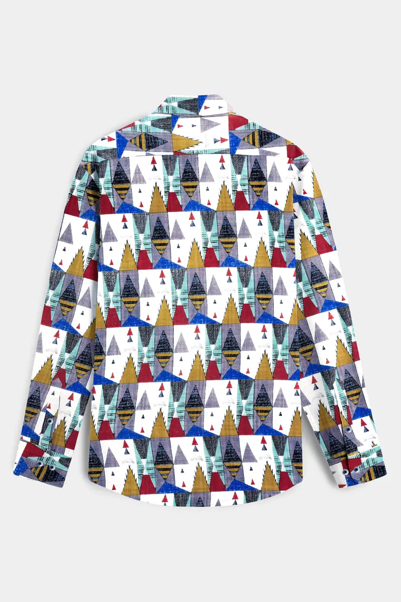 Goldenvale-Bright White With Marigold Brown And Yale Blue Printed Lightweight Premium Cotton Multicolor Casual Shirt 7