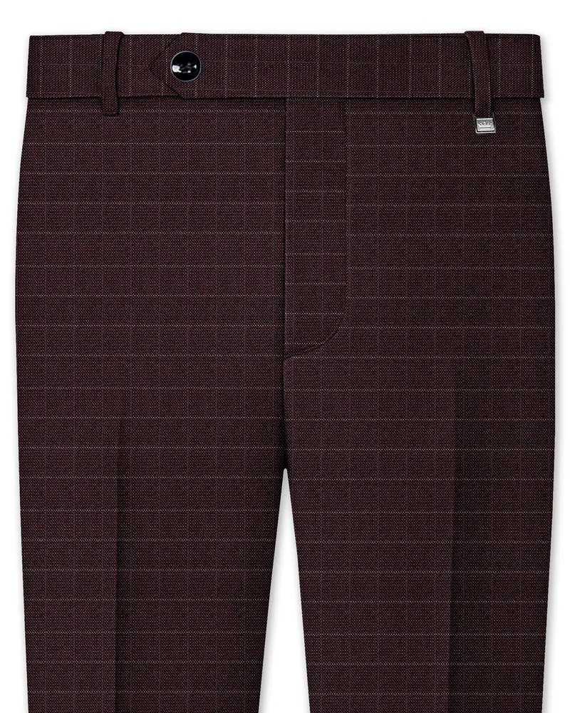 Gondola Brown Checkered Wool Rich Pant 1