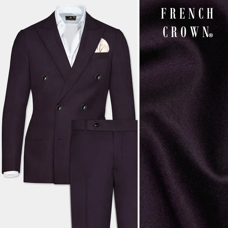 Gondola Purple Wool Blend Double Breasted Suit 1