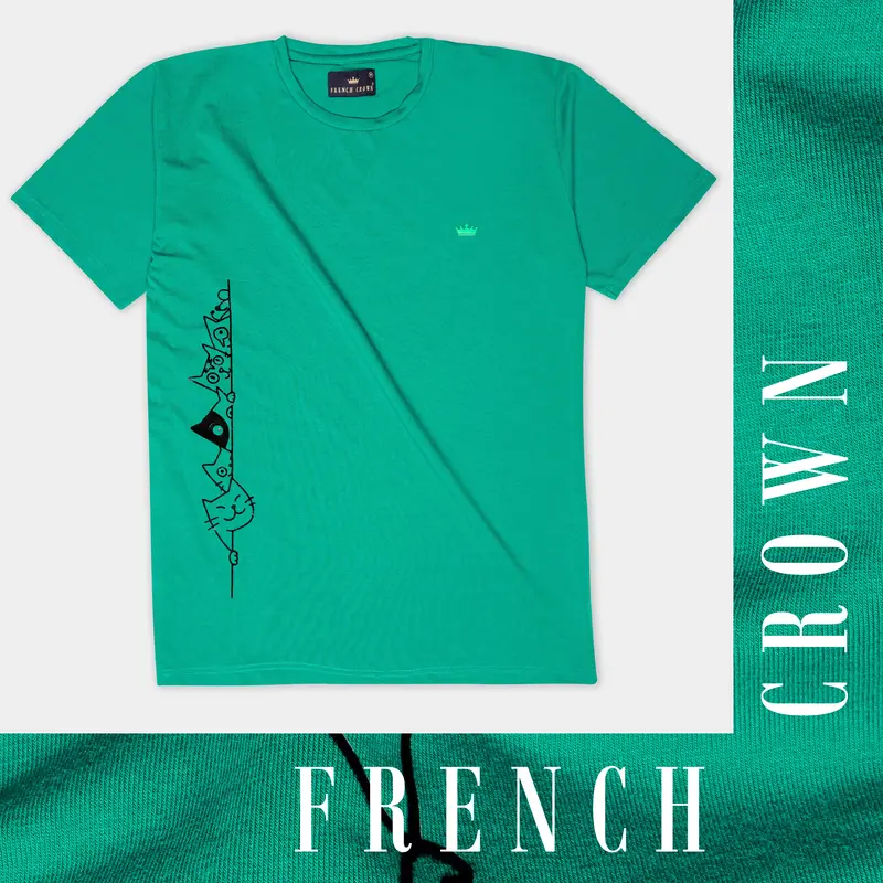 Gossamer Green Hand Painted Premium Cotton T-Shirt 1