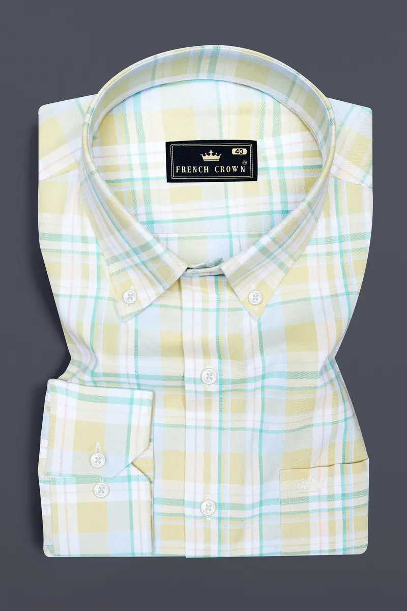 Grain Brown With Blue Plaid Twill Premium Cotton Shirt 3